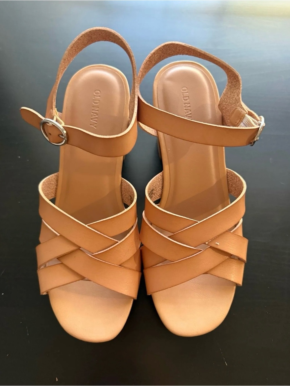Old Navy Faux-Leather Strappy Block-Heel Sandals (9W)